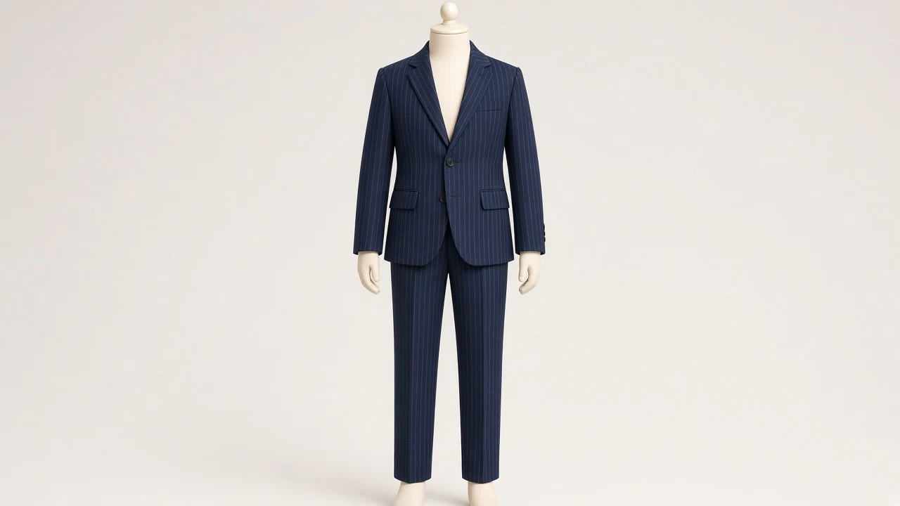 Navy Pinstripe Suit – Boys' Navy Pinstripe Blazer + Trousers | Custom Tailored Kids