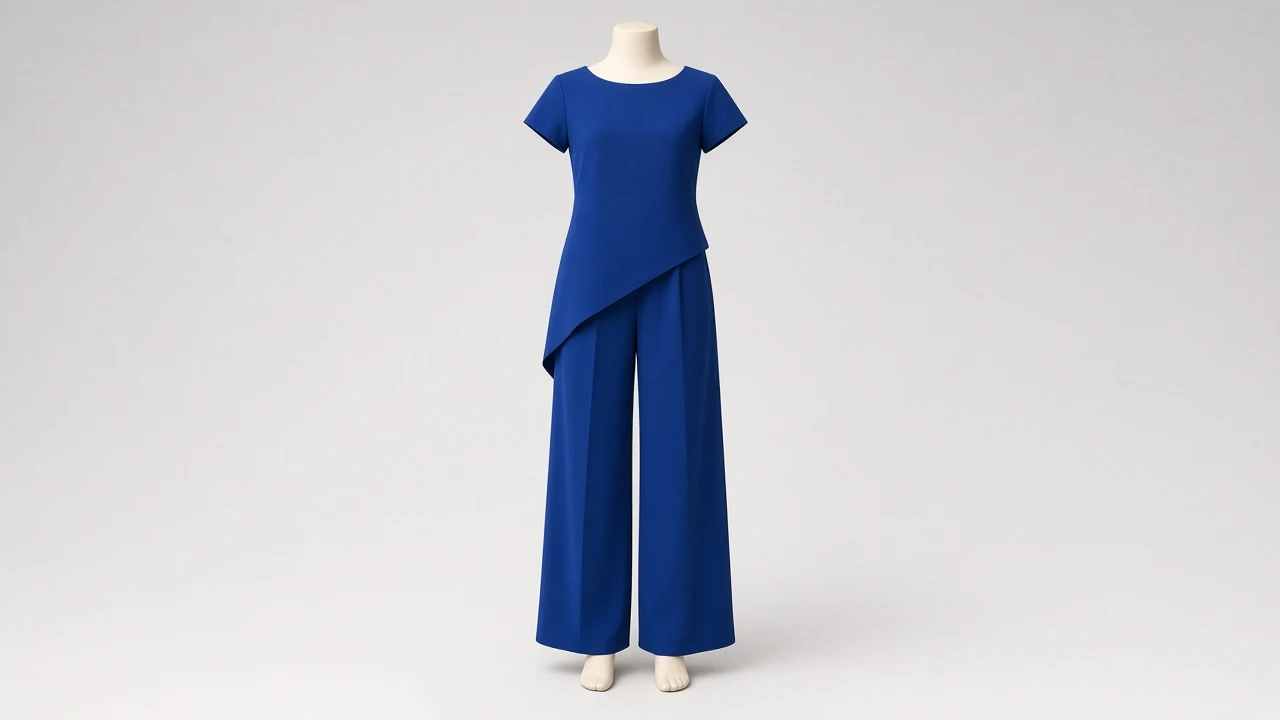 Cobalt Blue Asymmetric Top Palazzo Co-ord - Girls Asymmetric Top with Palazzo Pants | Custom Tailored