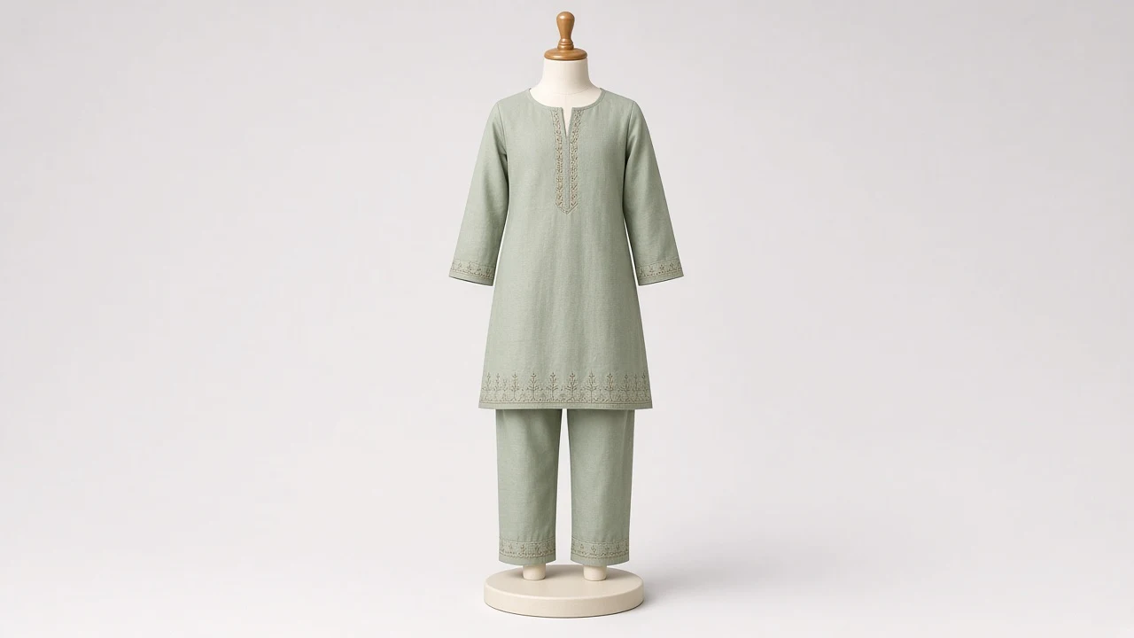 Sage Green Soft Kurti Set – Girls Soft Sage Green Kurti with Pants | Custom Tailored