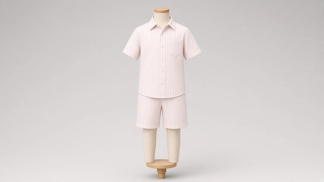Pink Stripe Cotton Shirt Shorts Co-ord - Boys Stripe Shirt with Shorts | Custom Tailored