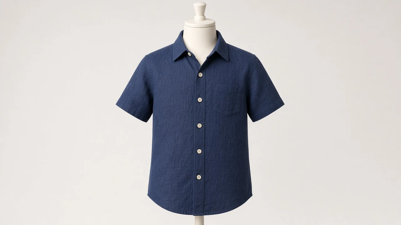 Navy Blue Linen Shirt – Boys' Breathable Navy Linen Summer Shirt | Custom Tailored Kids
