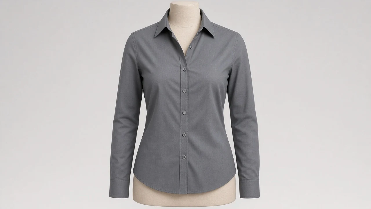 Steel Grey Oxford Spread Collar Full Sleeve Shirt - Women's Solid Steel Grey Oxford Shirt | Custom Tailored