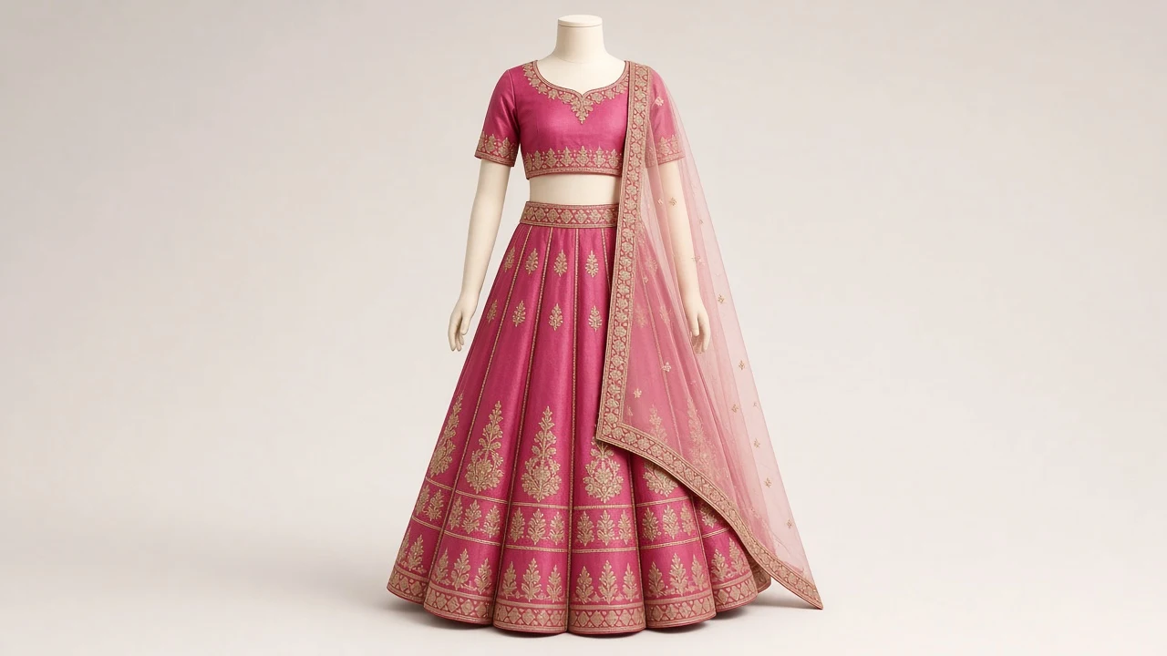 Raspberry Pink Gota Lehenga – Girls Raspberry Pink Lehenga with Gold Gota | Custom Tailored