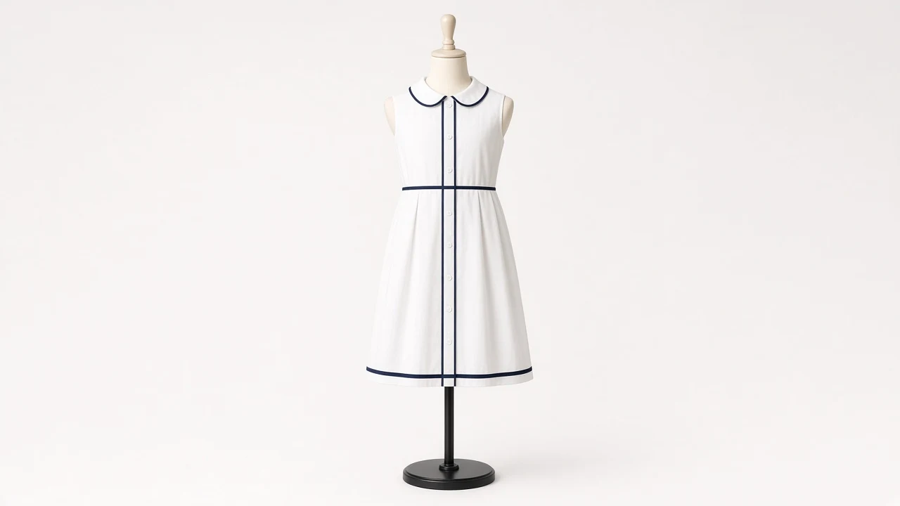 White Peter Pan Collar School Frock – White Cotton Kids Collar Frock | Custom Tailored