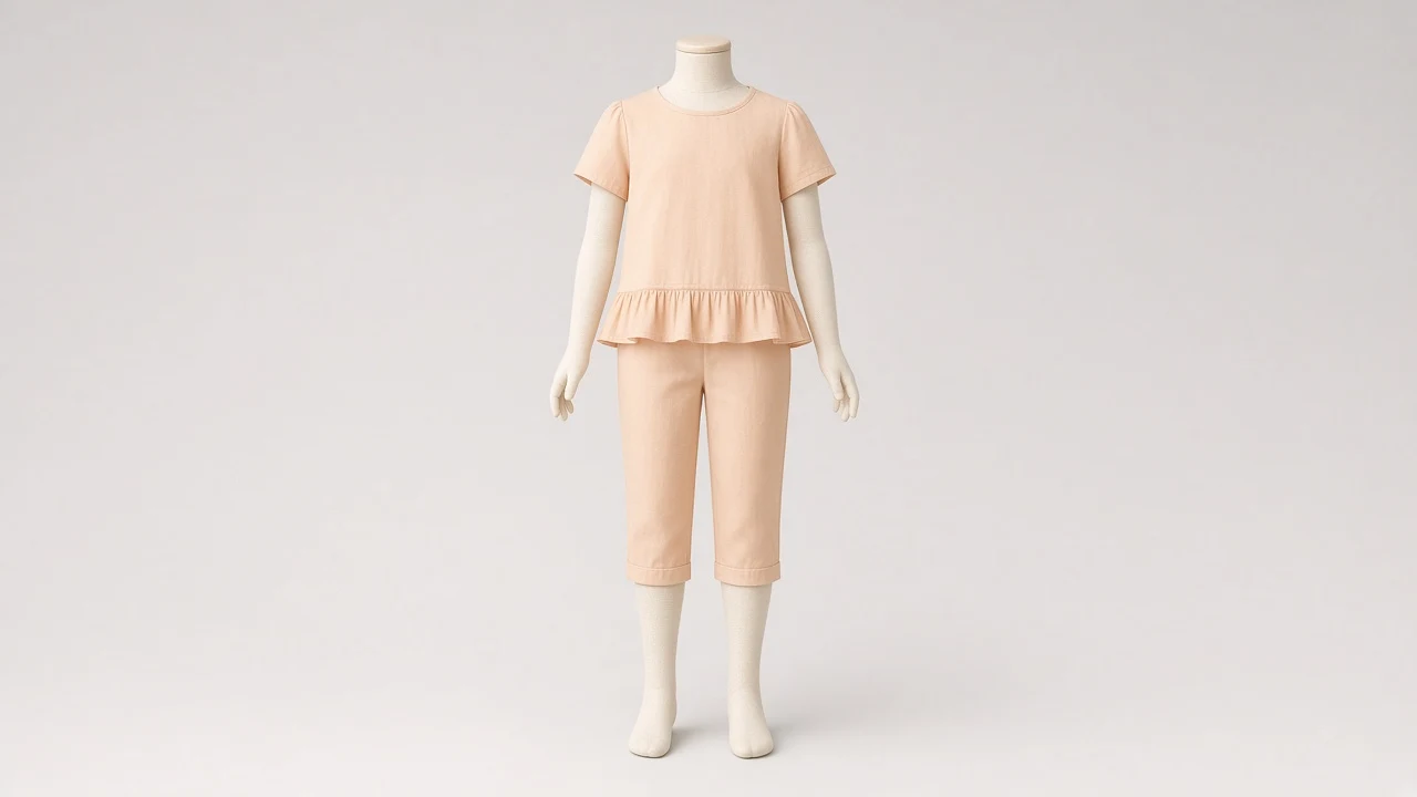 Apricot Ruffle Hem Capri Co-ord - Girls Ruffle Hem Top with Capri Pants | Custom Tailored