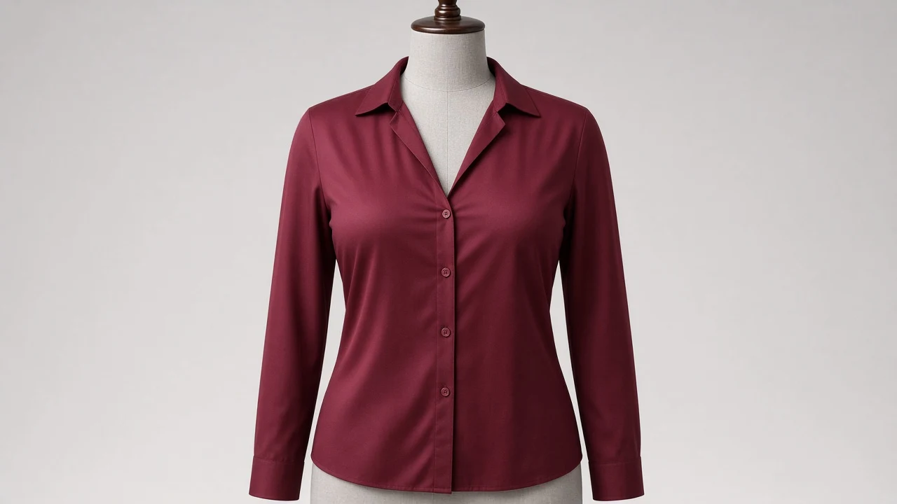 Maroon Viscose Camp Collar Full Sleeve Shirt - Women's Solid Maroon Viscose Shirt | Custom Tailored