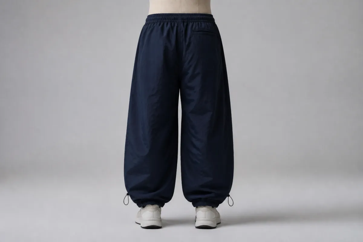 Navy Nylon Parachute Pants – Navy Nylon Baggy Parachute | Custom Tailored