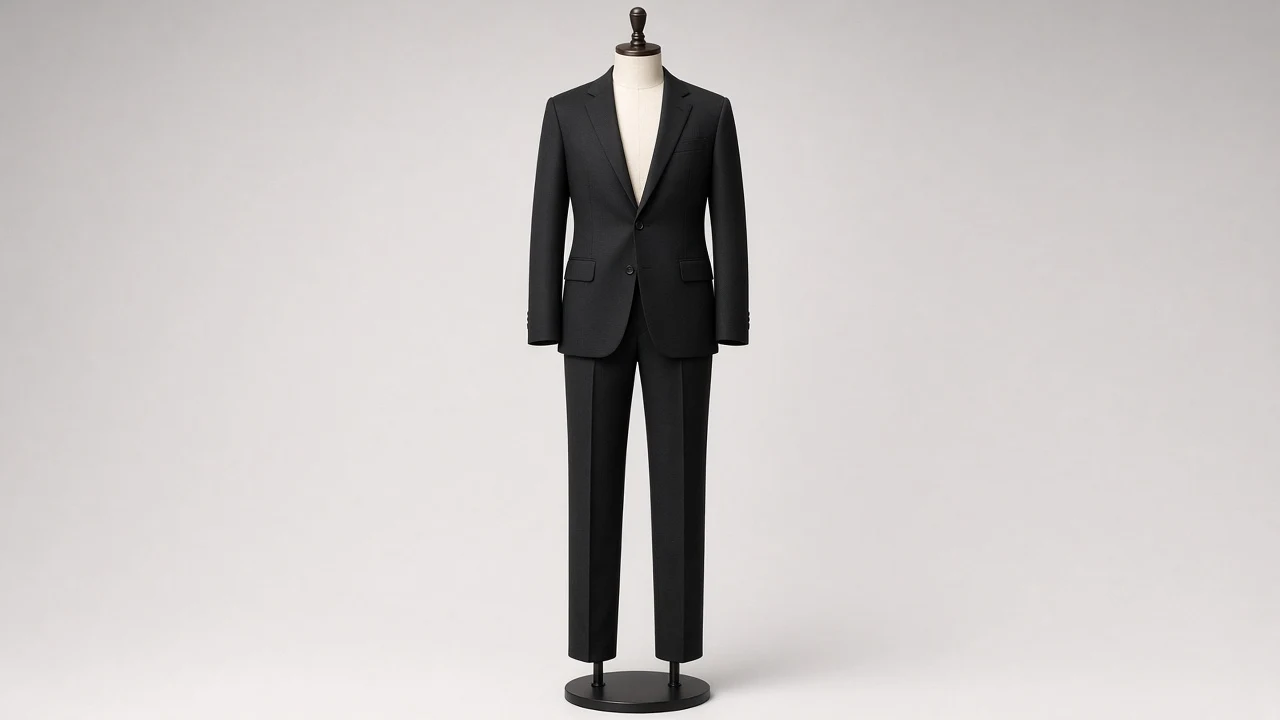Black Wool Single-Breasted Suit – Men's Black Wool Blazer + Trousers | Custom Tailored