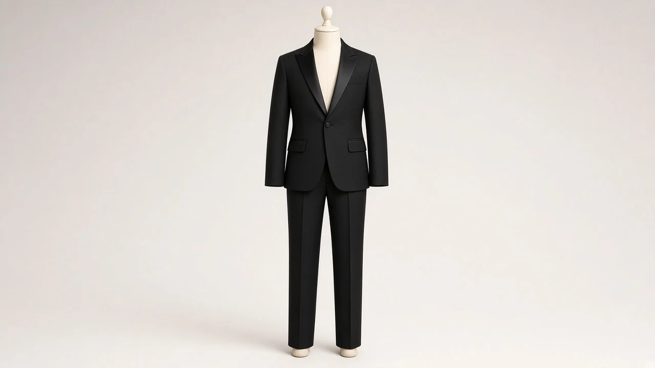 Black Satin-Lapel Evening Suit – Boys' Black Evening Blazer + Trousers | Custom Tailored Kids