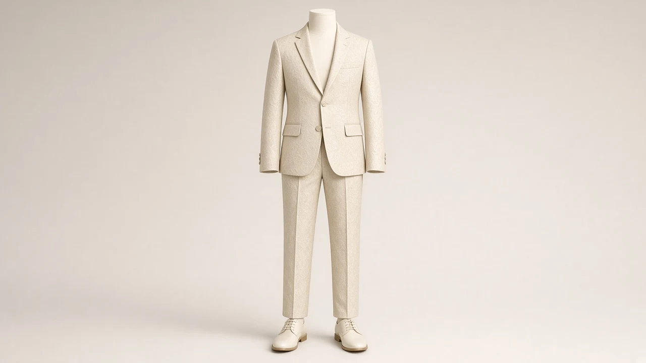 Champagne Jacquard Party Suit – Boys' Champagne Jacquard Blazer + Trousers | Custom Tailored Kids