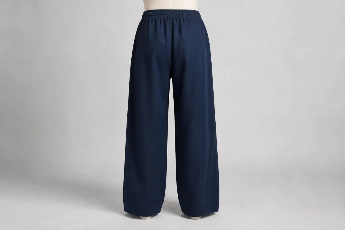 Navy Cotton Wide-Leg Pants – Navy Cotton Baggy Wide-Leg | Custom Tailored