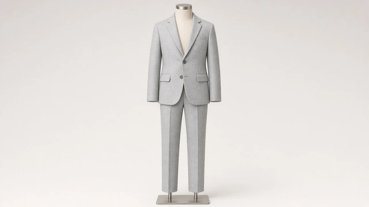 Light Grey Wool Single-Breasted Suit – Boys' Light Grey Wool Blazer + Trousers | Custom Tailored Kids