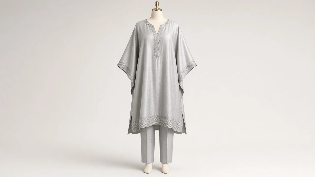 Silver Grey Formal Kaftan Set – Silver Grey Formal Kaftan with Straight Trousers | Custom Tailored