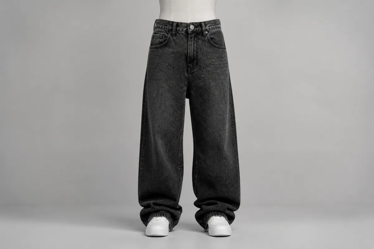 Charcoal Baggy Jeans – Charcoal Denim Oversized Baggy Jeans | Custom Tailored