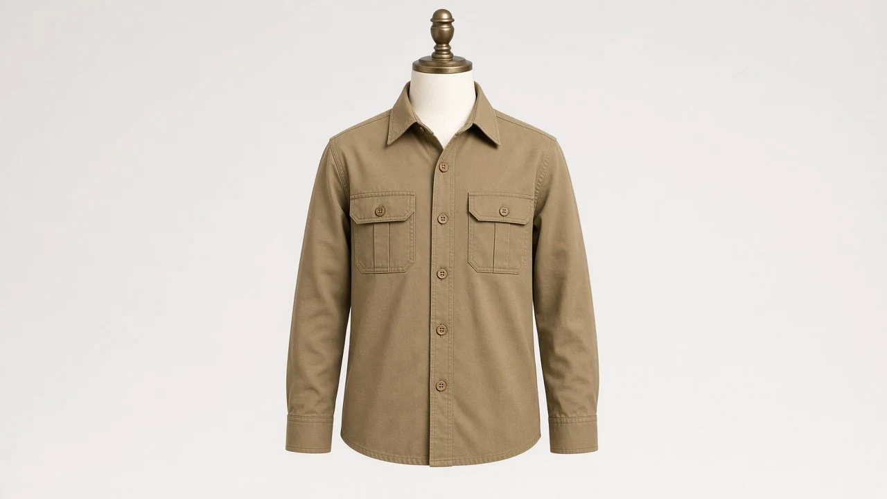 Khaki Utility Cotton Shirt – Boys' Khaki Twill Utility Work Shirt | Custom Tailored Kids