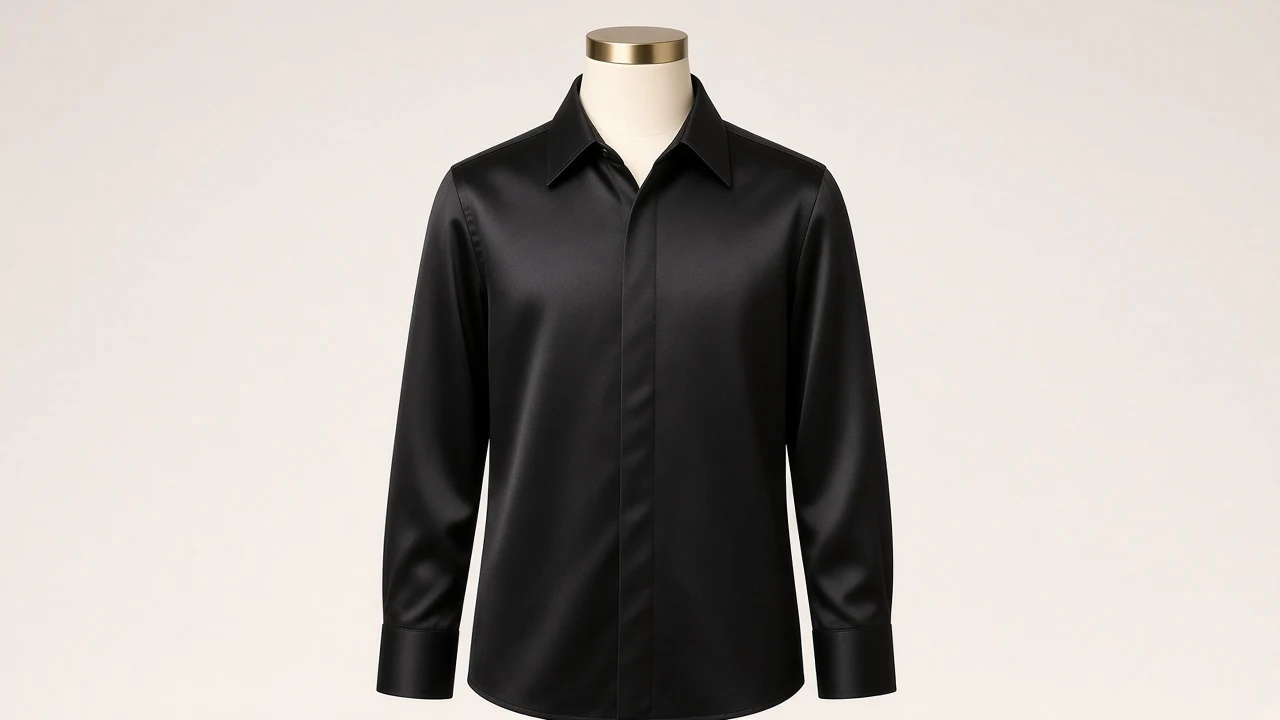Black Party Satin Shirt – Boys' Black Satin Evening Celebration Shirt | Custom Tailored Kids
