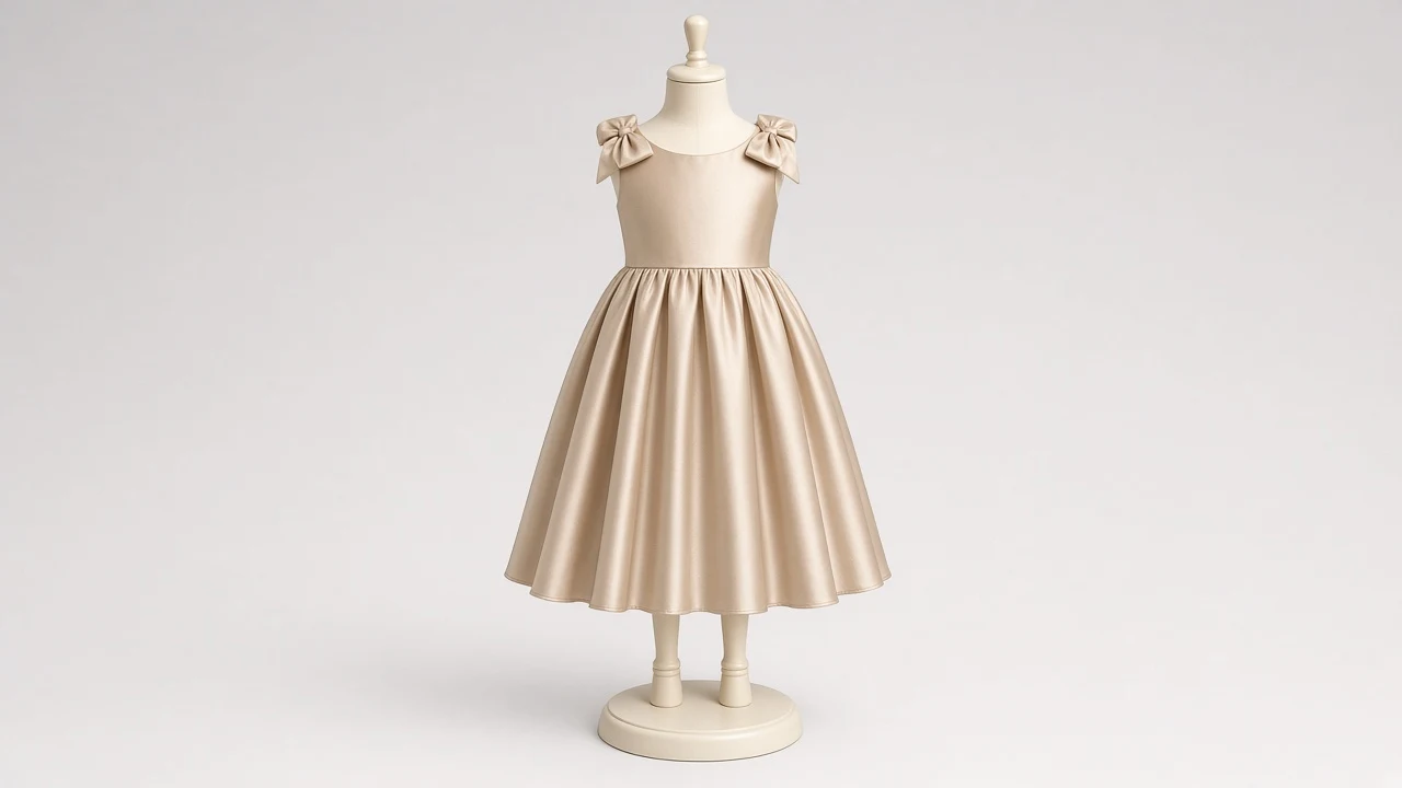 Champagne Satin Birthday Frock – Champagne Satin Kids Birthday Frock | Custom Tailored