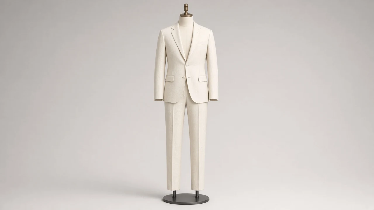 Ivory Linen Single-Breasted Suit – Men's Ivory Linen Blazer + Trousers | Custom Tailored