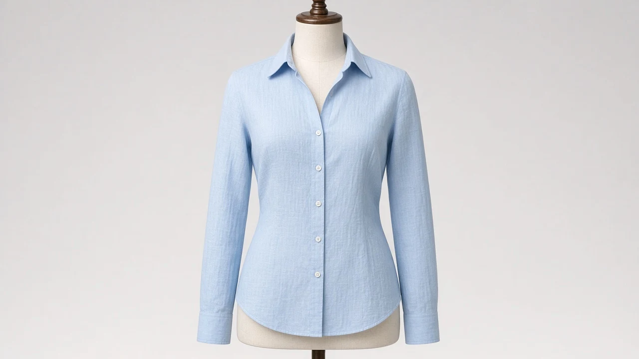 Powder Blue Linen Spread Collar Full Sleeve Shirt - Women's Solid Powder Blue Linen Shirt | Custom Tailored