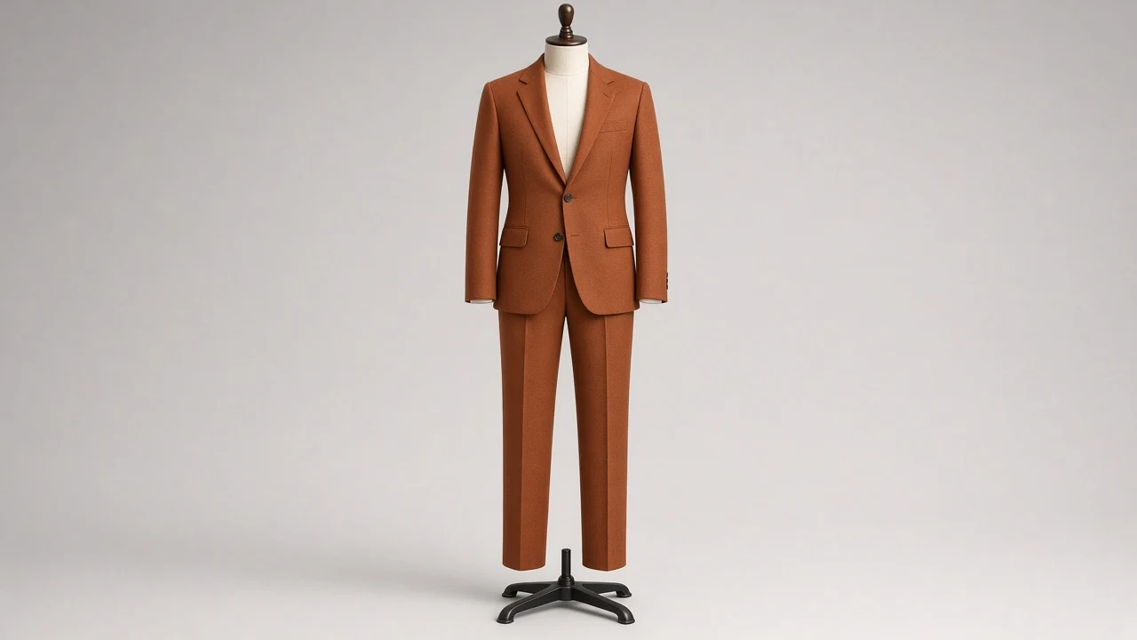 Rust Wool Single-Breasted Suit – Men's Rust Wool Blazer + Trousers | Custom Tailored