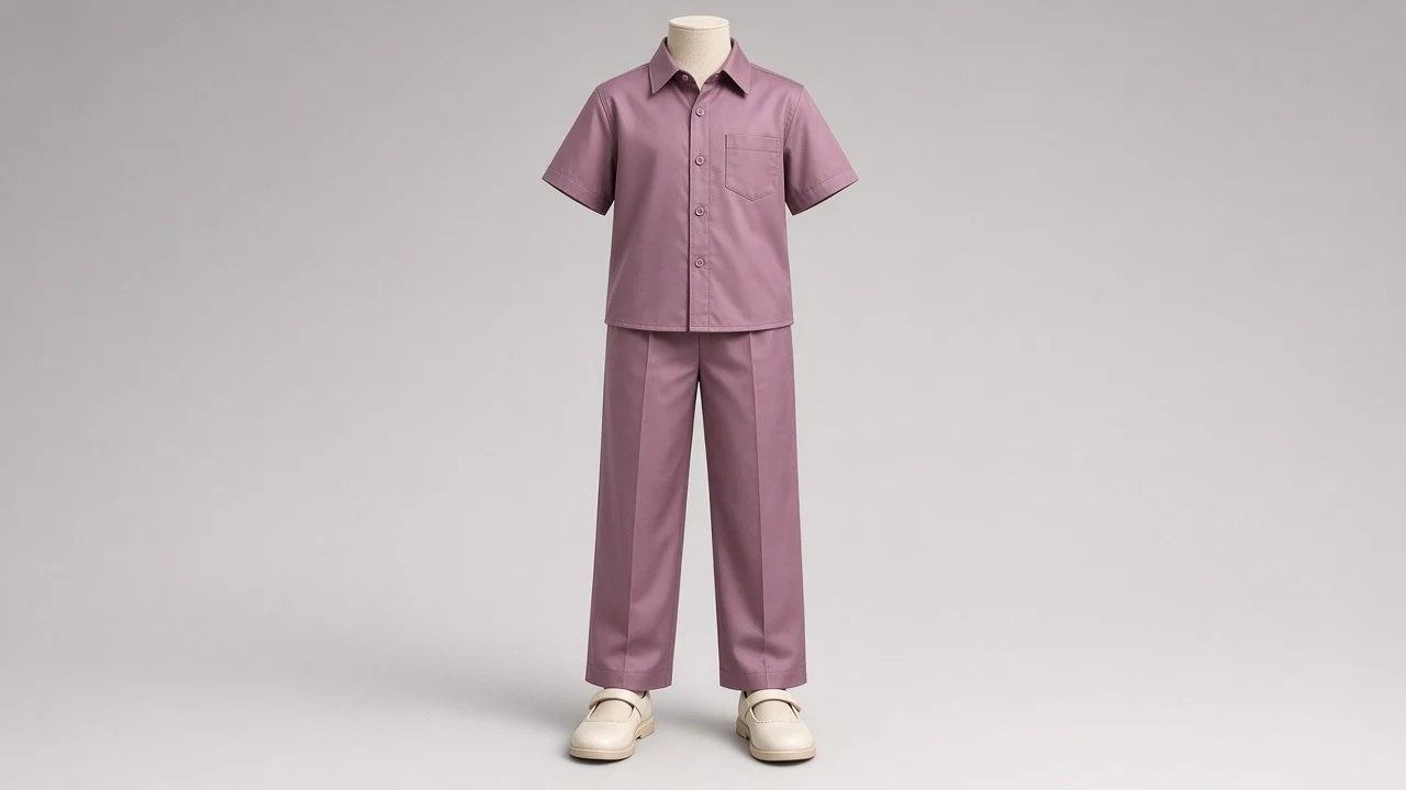 Mauve Satin Shirt Trouser Co-ord - Girls Satin Shirt with Straight Trousers | Custom Tailored