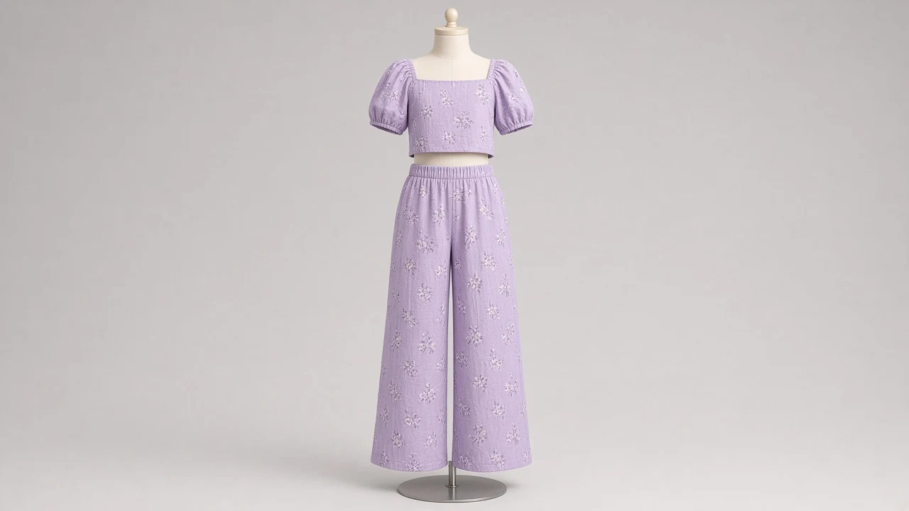 Lavender Floral Top Wide-Leg Co-ord - Girls Floral Print Top with Wide-Leg Pants | Custom Tailored