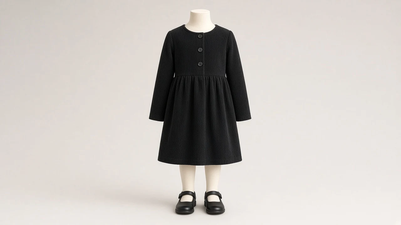 Black Corduroy Winter Frock – Black Corduroy Kids Winter Frock | Custom Tailored