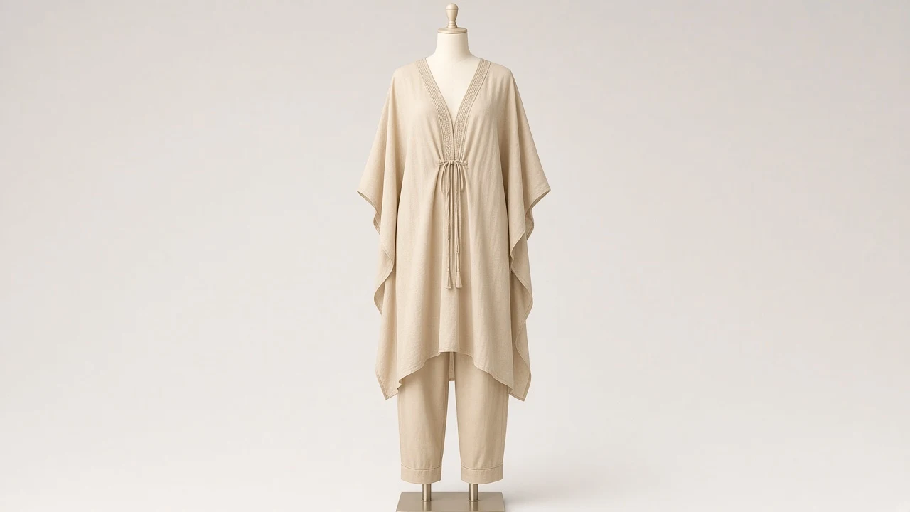 Beige Neutral Everyday Kaftan Set – Soft Beige Everyday Kaftan with Trousers | Custom Tailored