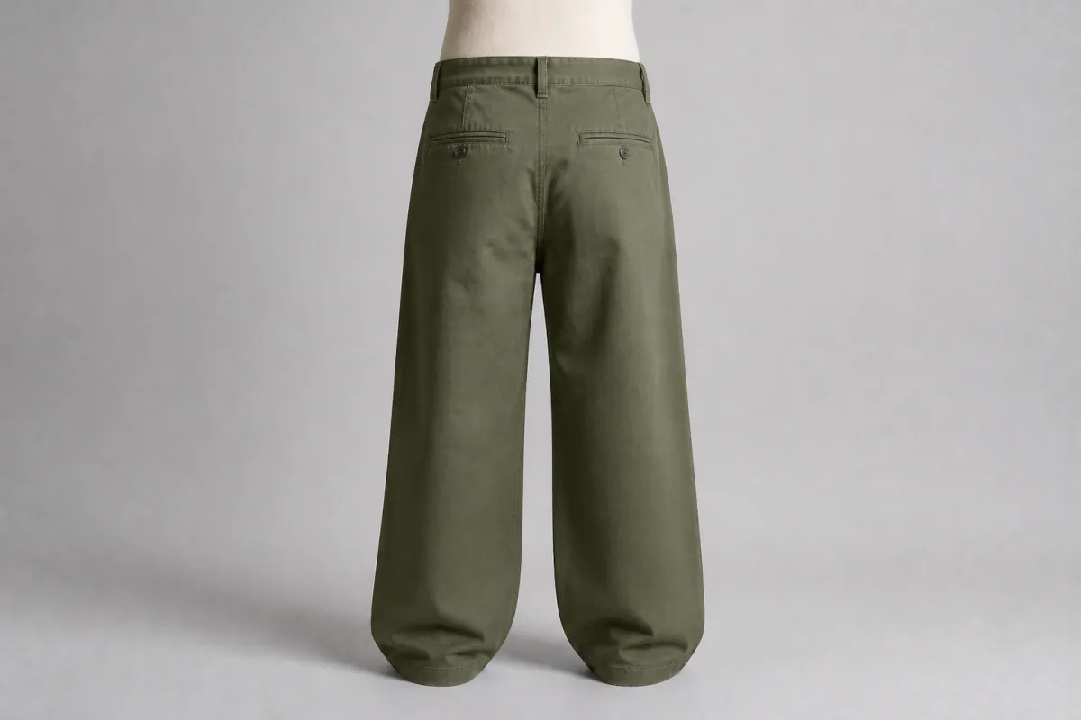 Olive Cotton Wide-Leg Pants – Olive Cotton Baggy Wide-Leg | Custom Tailored