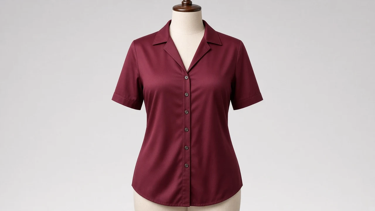 Burgundy Viscose Cuban Collar Half Sleeve Shirt - Women's Solid Burgundy Viscose Shirt | Custom Tailored