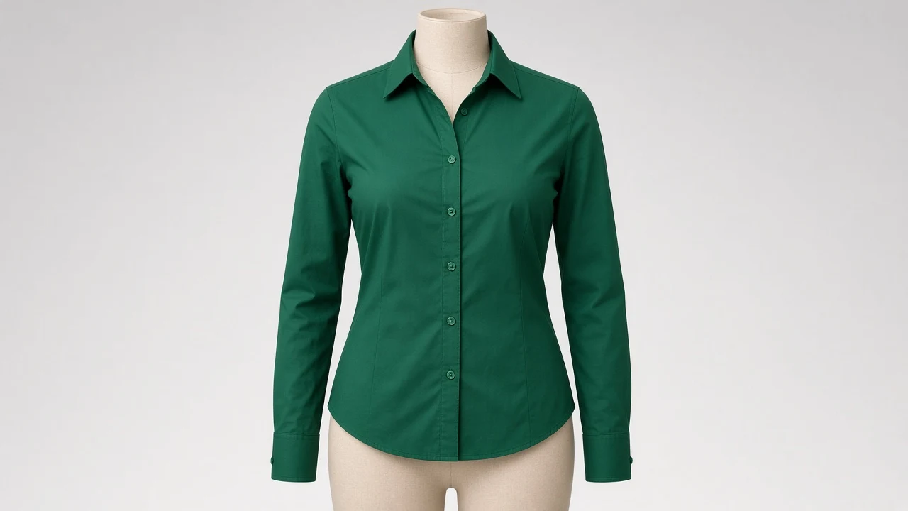 Emerald Green Poplin Point Collar Full Sleeve Shirt - Women's Solid Emerald Poplin Shirt | Custom Tailored