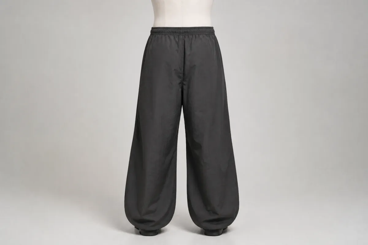 Charcoal Nylon Parachute Pants – Charcoal Nylon Baggy Parachute | Custom Tailored