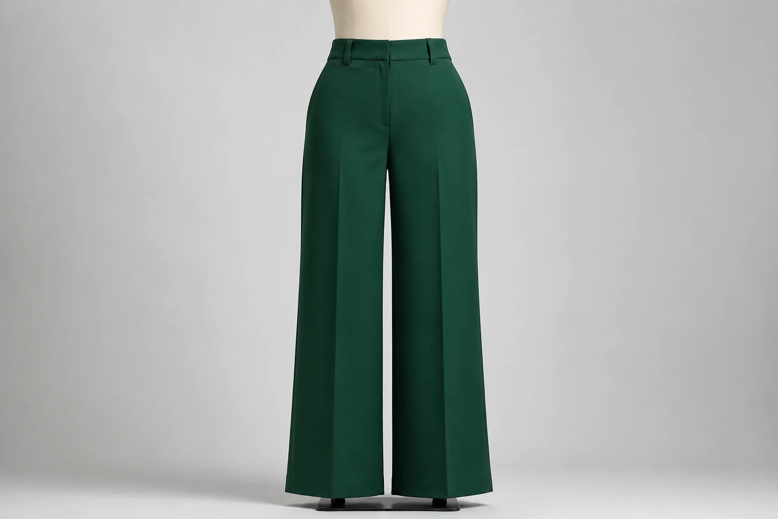 Emerald Wide-Leg Trousers – Emerald Crepe Western Wide-Leg Pants | Custom Tailored