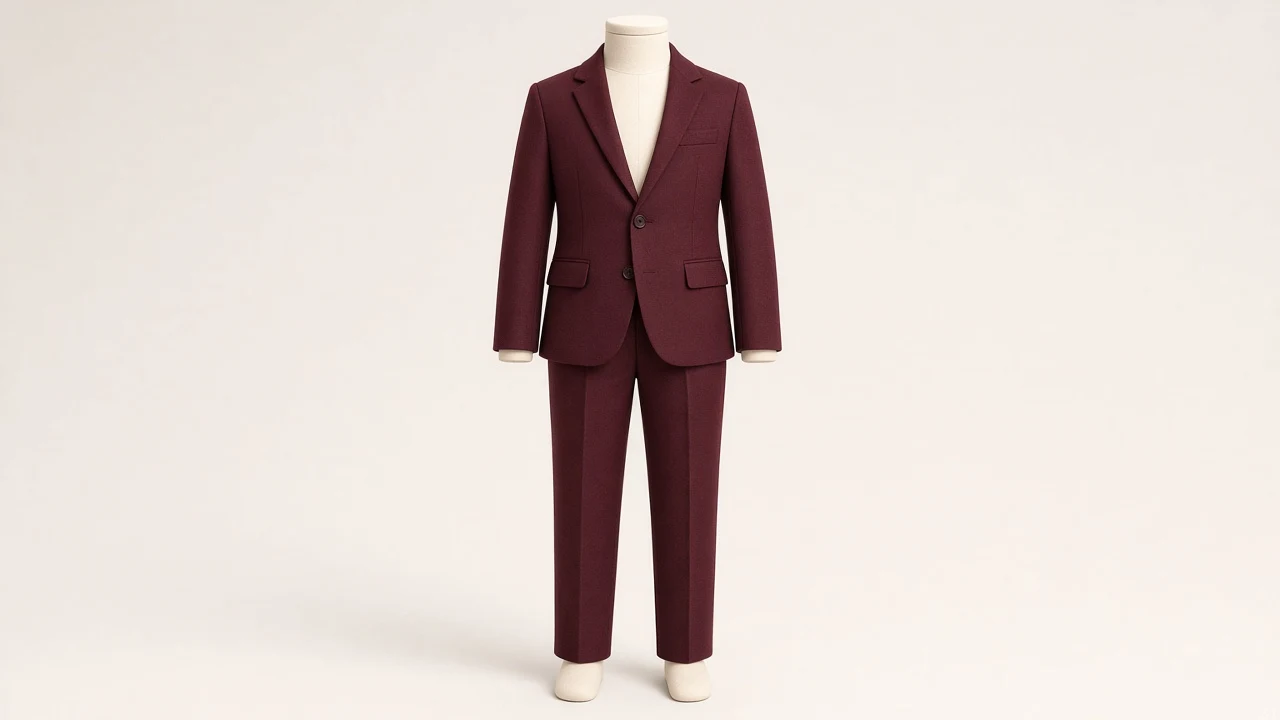 Burgundy Wool Single-Breasted Suit – Boys' Burgundy Wool Blazer + Trousers | Custom Tailored Kids