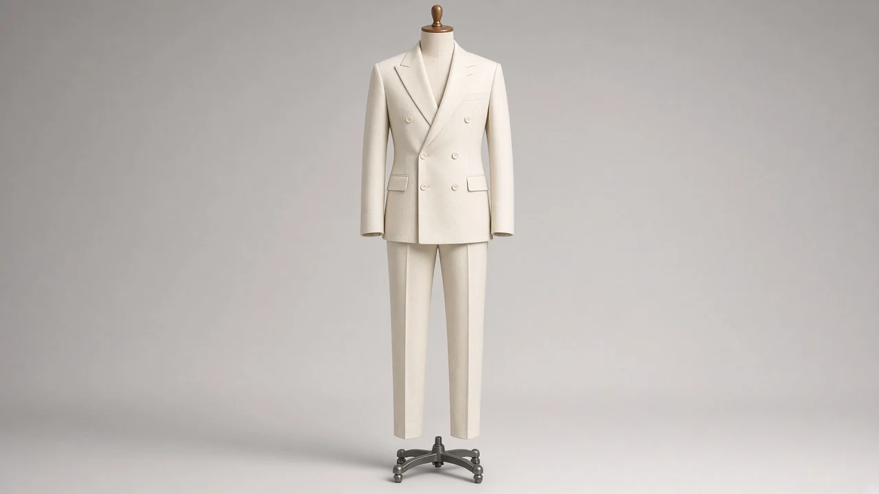 Ivory Double-Breasted Suit – Men's Ivory Double-Breasted Blazer + Trousers | Custom Tailored