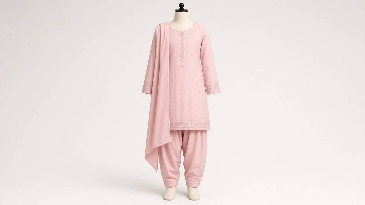 Pink Cotton Everyday Salwar Kameez – Girls Soft Pink Cotton Salwar Kameez with Dupatta | Custom Tailored Kids
