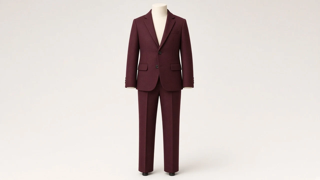 Wine Wool Single-Breasted Suit – Boys' Wine Wool Blazer + Trousers | Custom Tailored Kids