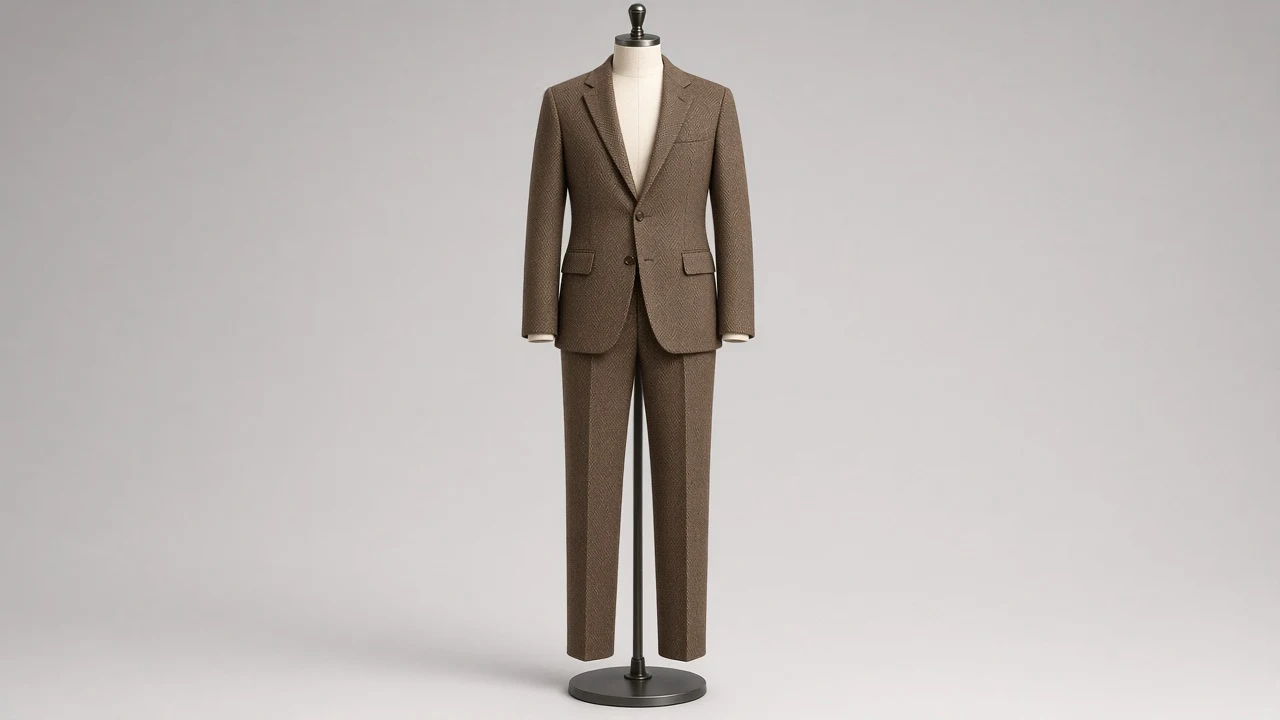 Brown Herringbone Suit – Men's Brown Herringbone Blazer + Trousers | Custom Tailored