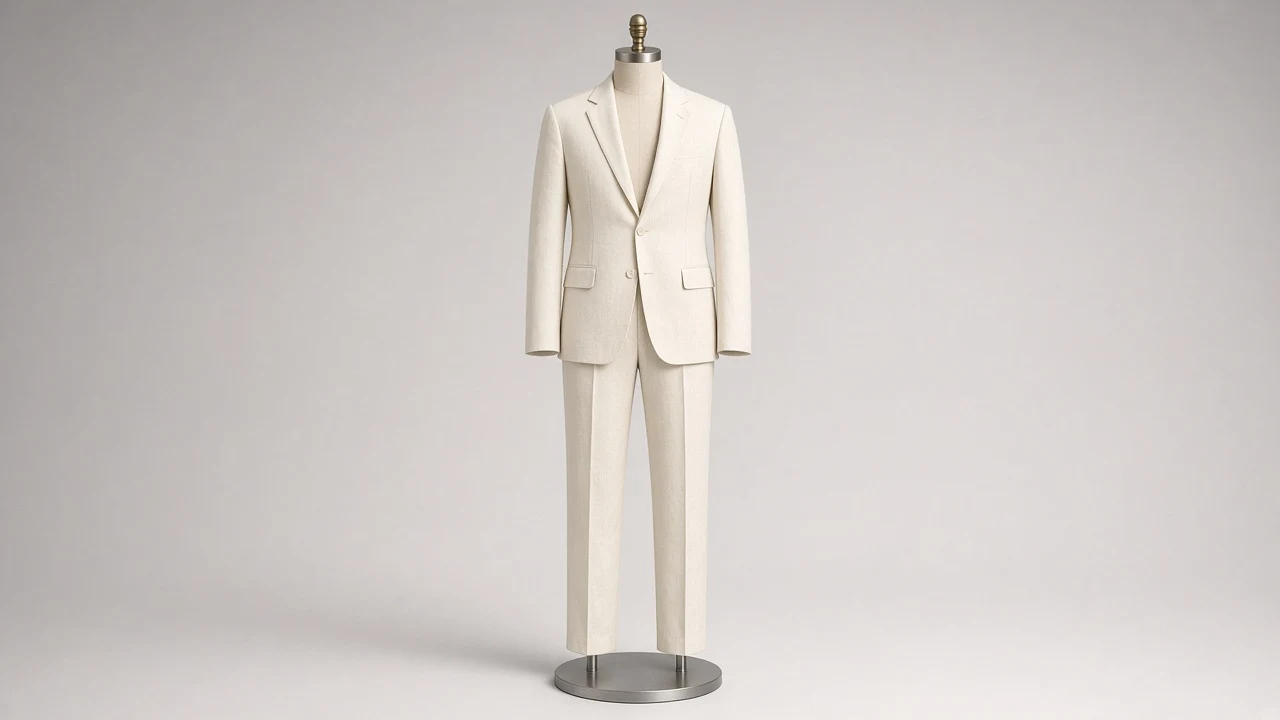 Cream Linen Single-Breasted Suit – Men's Cream Linen Blazer + Trousers | Custom Tailored