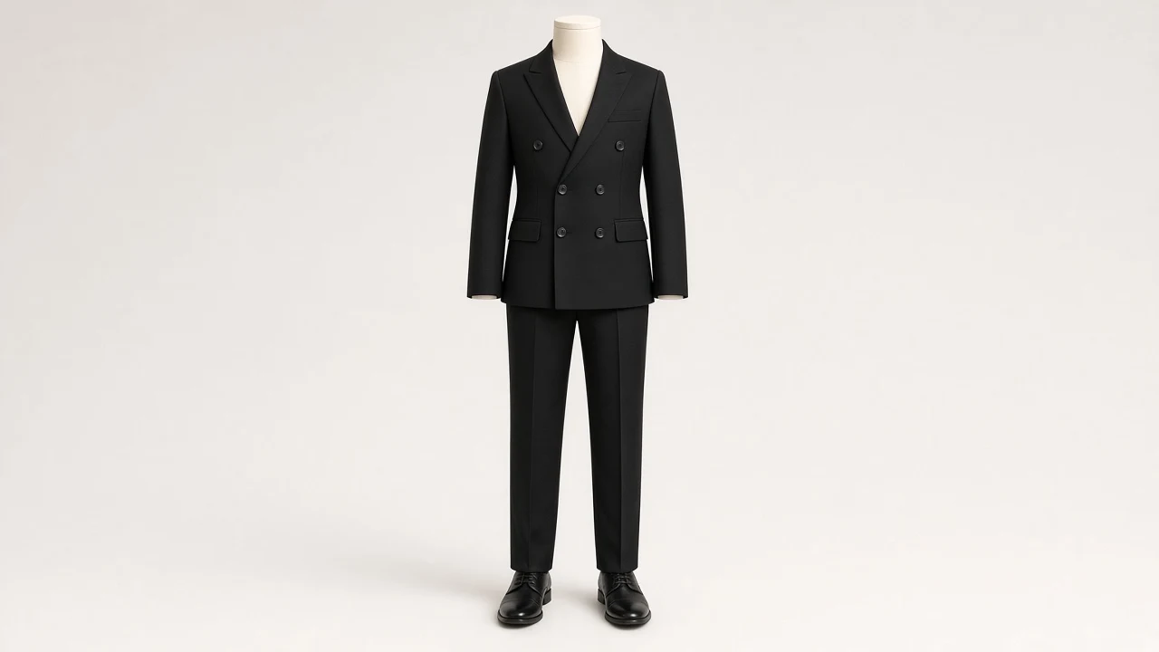 Black Double-Breasted Suit – Boys' Black Double-Breasted Blazer + Trousers | Custom Tailored Kids