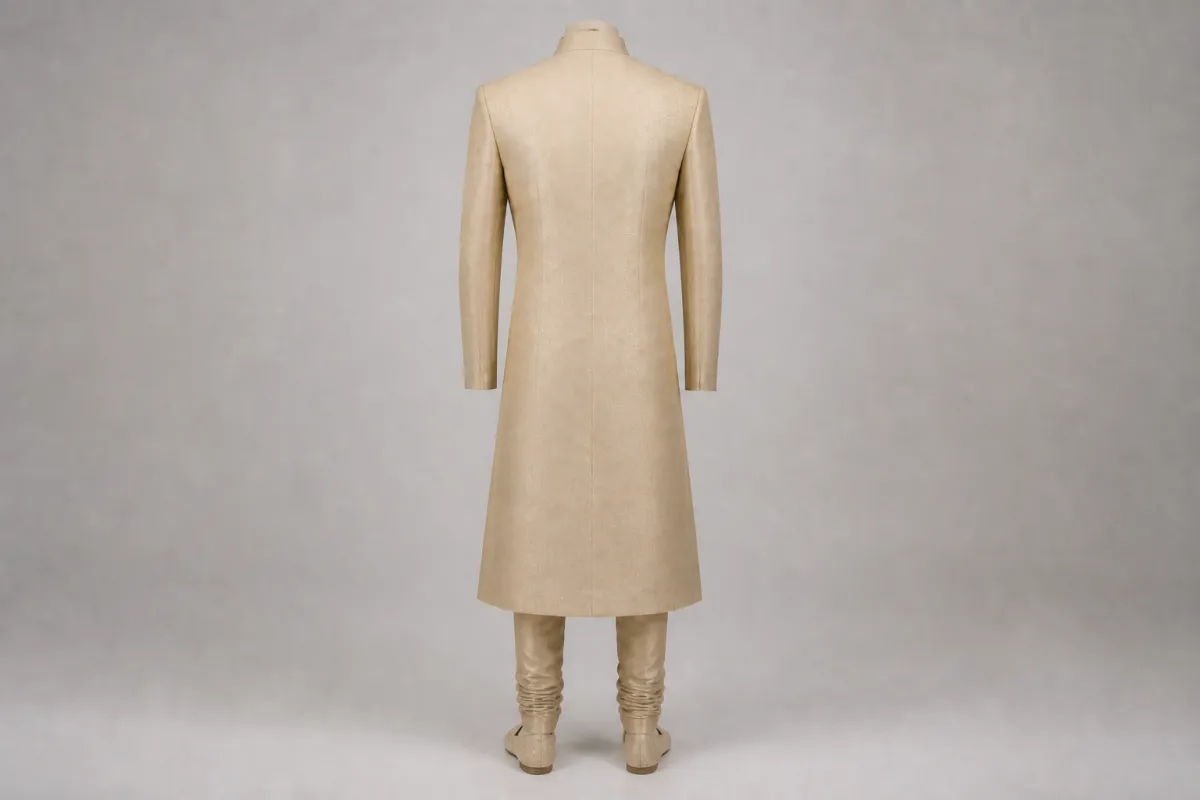 Sand Silk Sherwani – Men's Sand Silk Festive Sherwani + Churidar | Custom Tailored