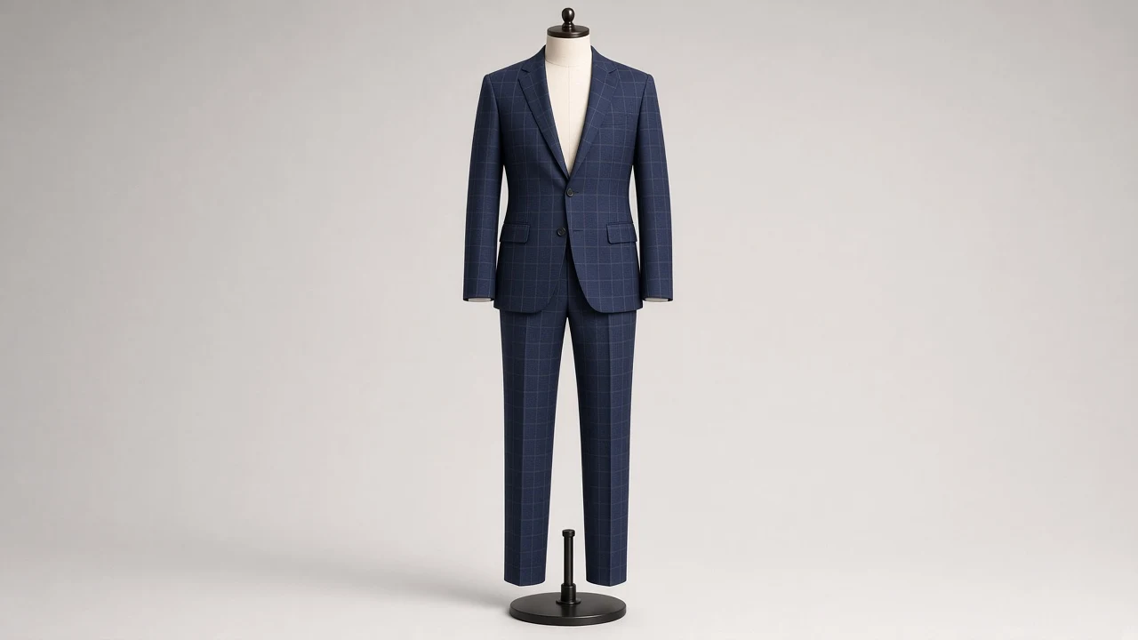 Navy Check Suit – Men's Navy Check Blazer + Trousers | Custom Tailored