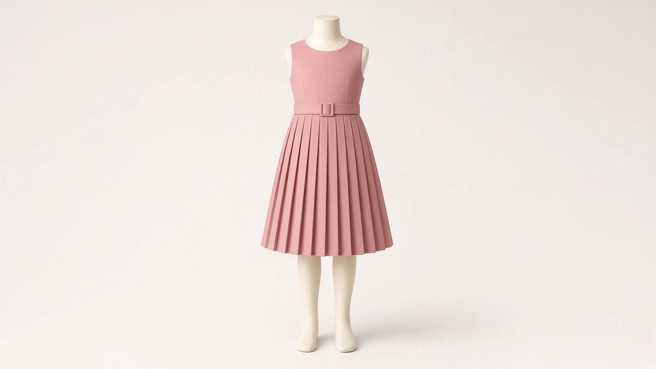Rose Pink School Pleated Frock – Rose Pink Pleated Kids School Frock | Custom Tailored