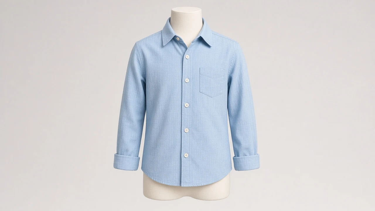 Sky Blue Chambray Shirt – Boys' Light Blue Chambray Casual Shirt | Custom Tailored Kids
