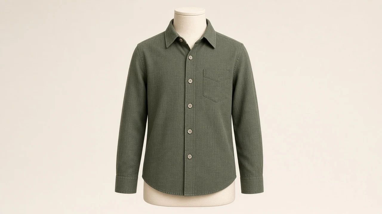 Olive Chambray Shirt – Boys' Olive Green Chambray Casual Shirt | Custom Tailored Kids