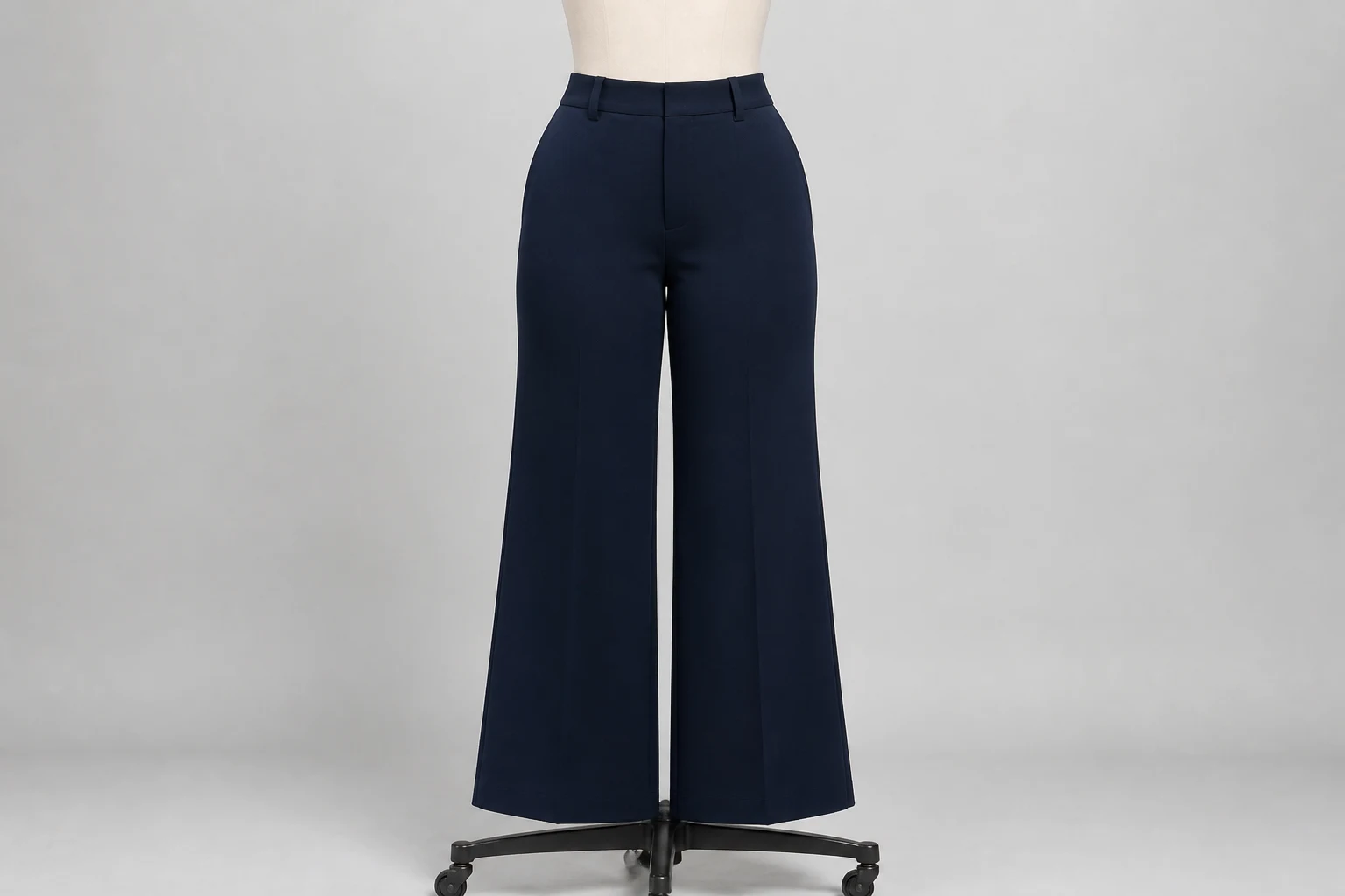 Navy Wide-Leg Trousers – Navy Crepe Western Wide-Leg Pants | Custom Tailored