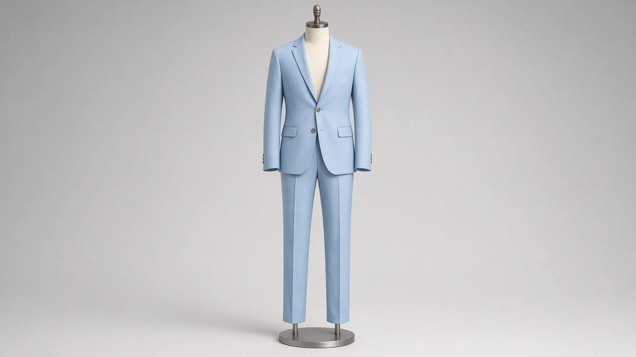 Sky Blue Cotton Single-Breasted Suit – Men's Sky Blue Cotton Blazer + Trousers | Custom Tailored