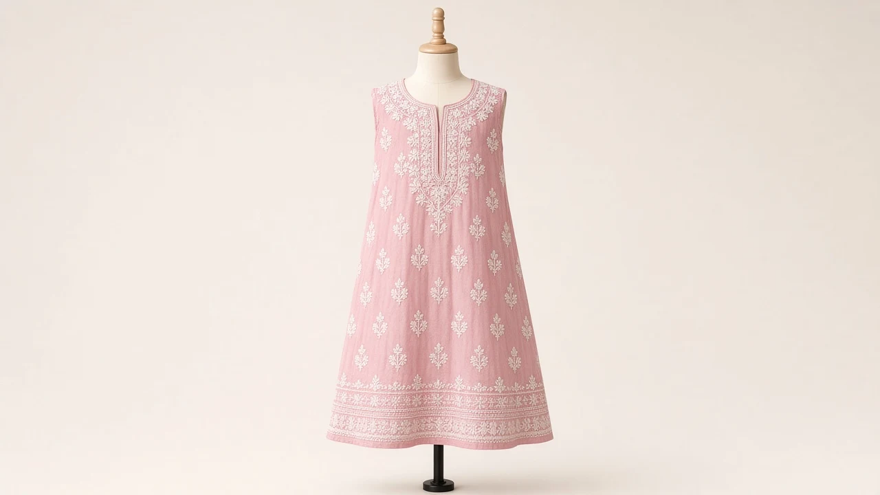 Pink Chikankari Embroidered Frock – Pink Chikankari Kids Ethnic Frock | Custom Tailored