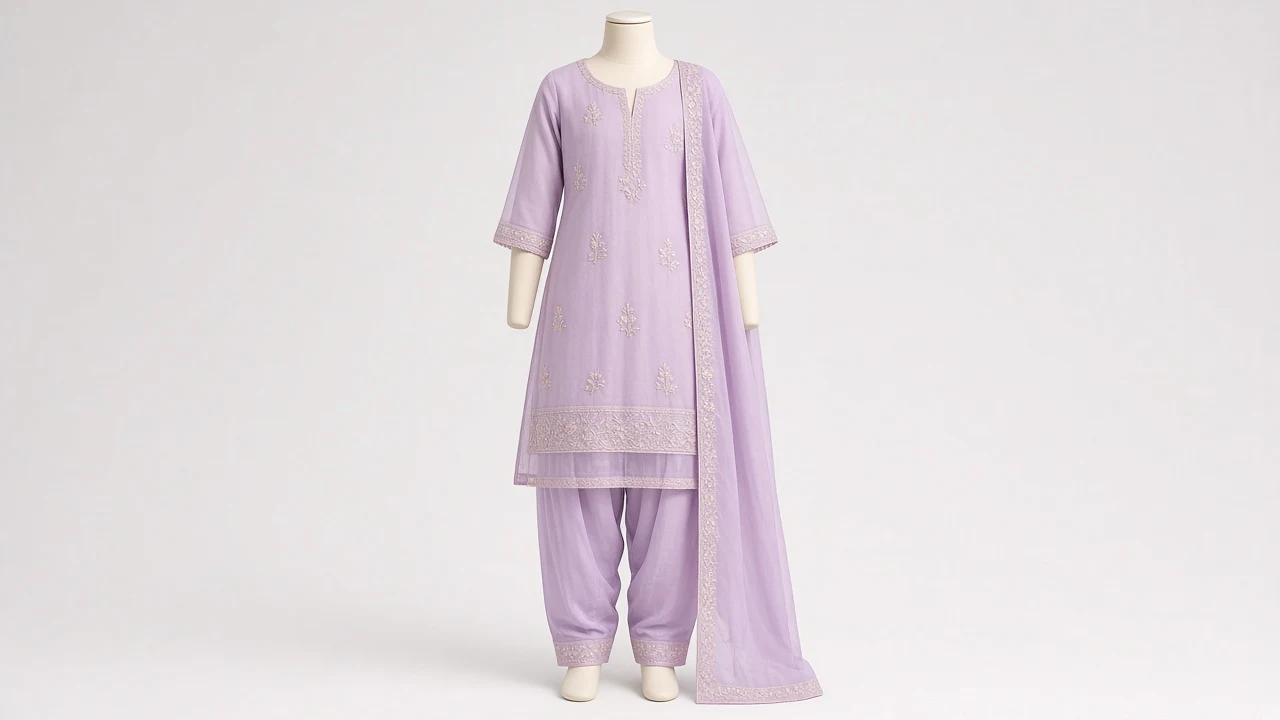 Lavender Organza Festive Salwar Kameez – Girls Pastel Lilac Organza Set with Dupatta | Custom Tailored Kids