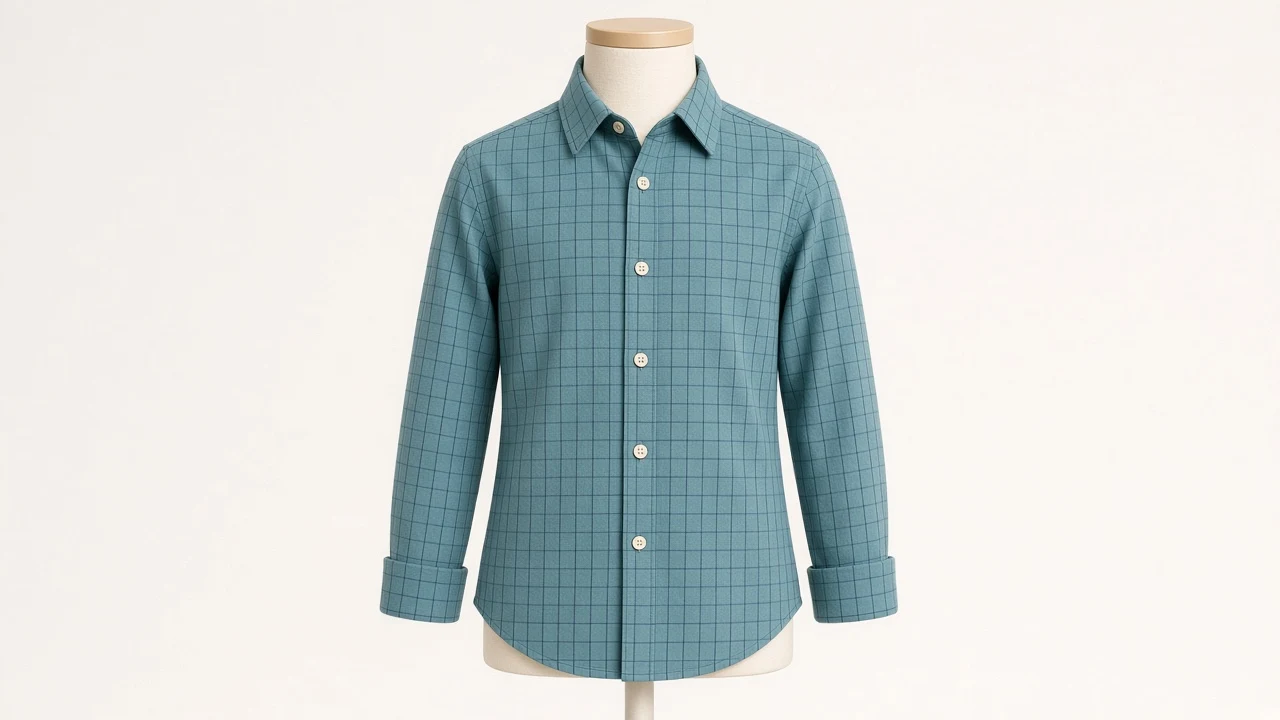 Teal Cotton Check Shirt – Boys' Teal & Navy Windowpane Check Shirt | Custom Tailored Kids